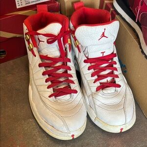 Jordan White and Red Athletic Shoes